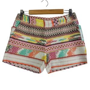 RD Style Melanie Print Tweed Tribal Aztec Pockets Side Zip Shorts Size Medium